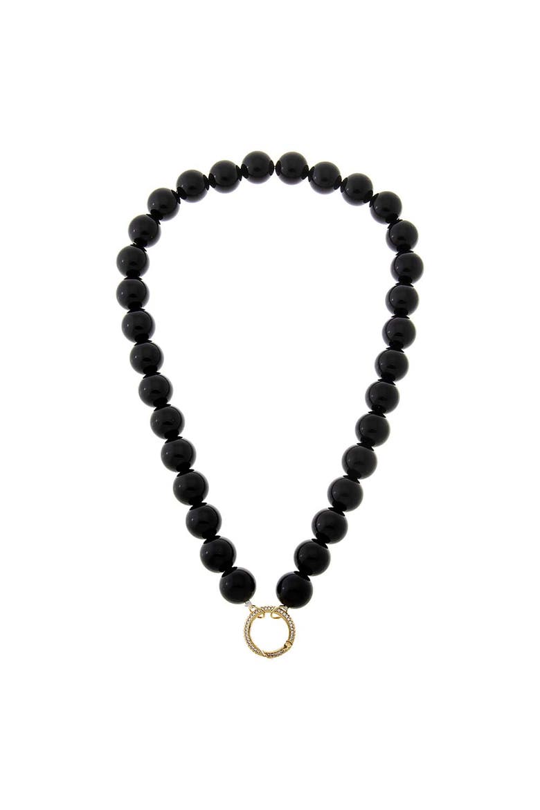 Black Onyx Large Bead Clicker Necklace, Main, color, Black