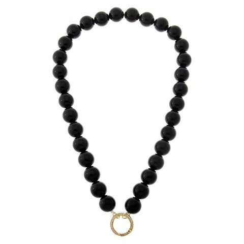 Black Onyx Large Bead Clicker Necklace