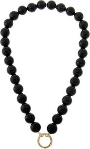 BY ADINA EDEN Black Onyx Large Bead Clicker Necklace