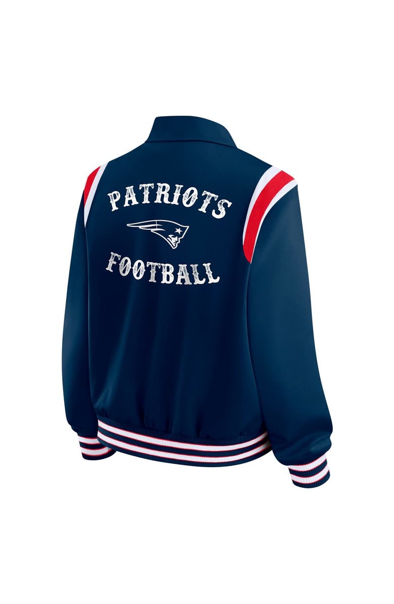 WEAR by Erin Andrews Women's WEAR by Erin Andrews Navy New England Patriots Varsity Lightweight Full-Snap Jacket, Alternate, color, Navy