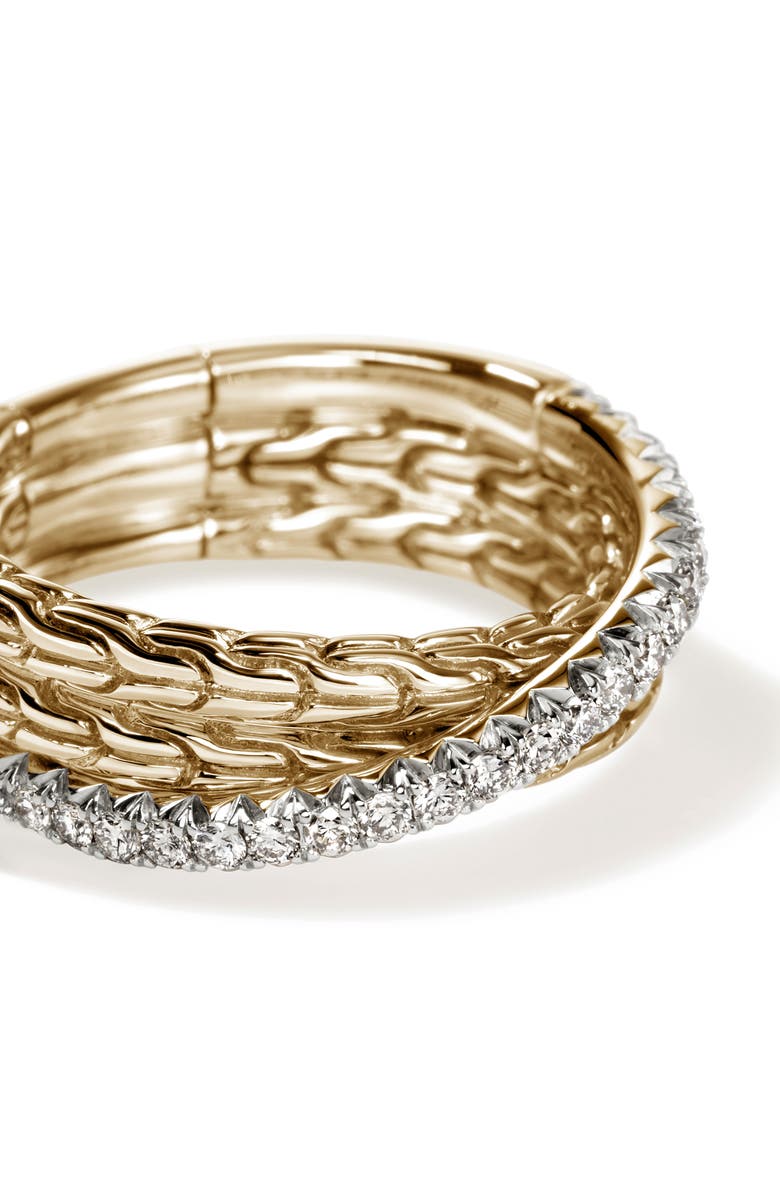 John Hardy JH Essential Pavé Crossover Ring, Gold, Diamonds, Alternate, color, Gold