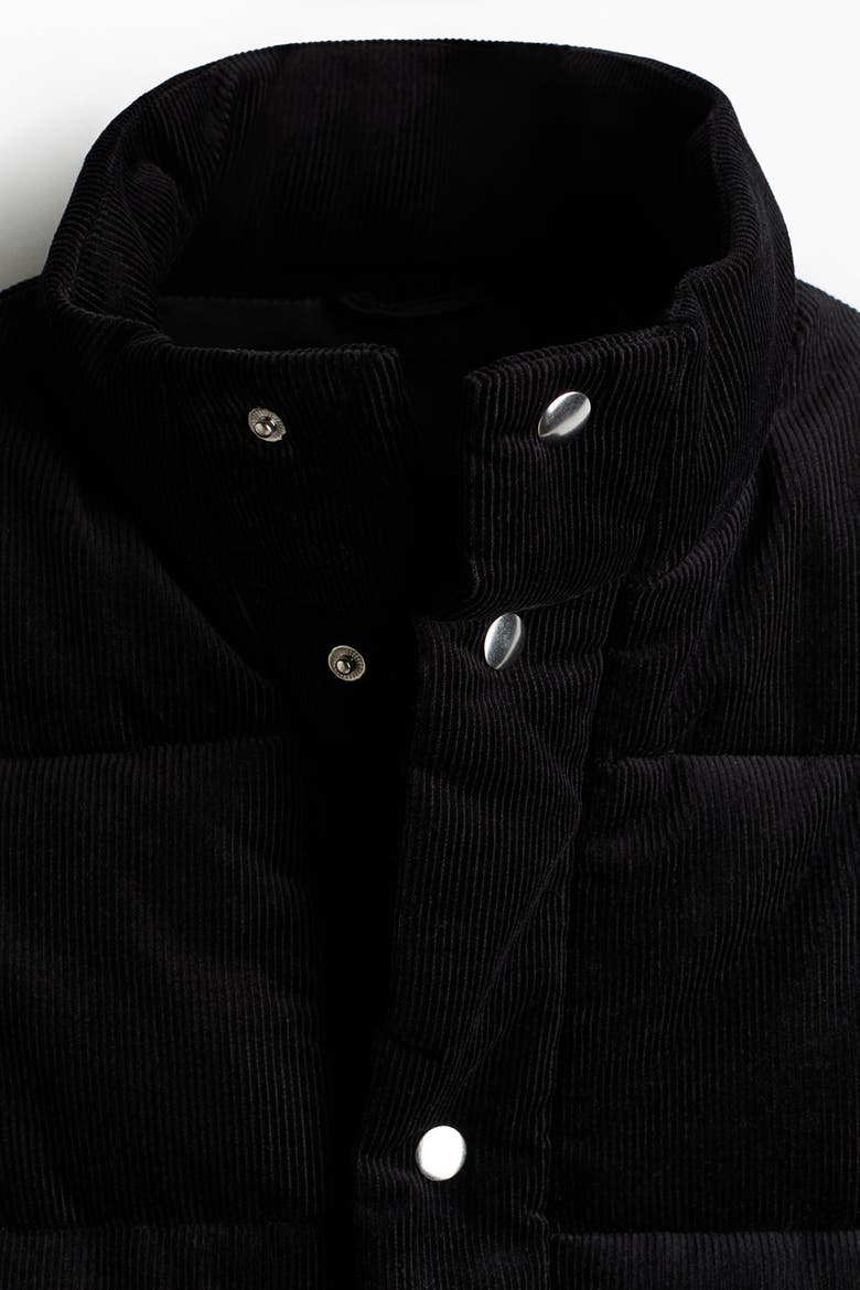 Corduroy Puffer Vest, Alternate, color, Black