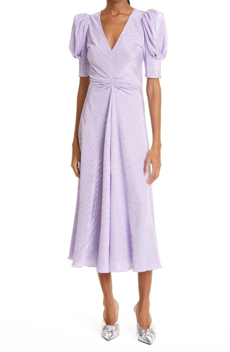 ROTATE Sierina Puff Sleeve Midi Dress, Main, color, 