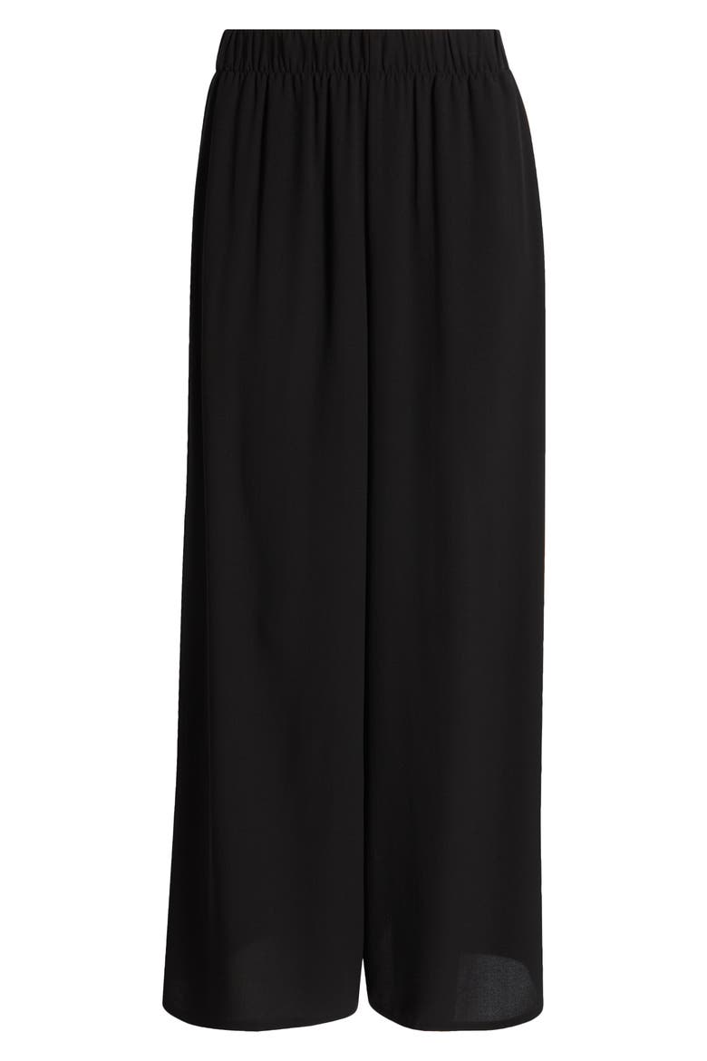 Silk Crepe Georgette Ankle Wide Leg Pants, Alternate, color, BLACK