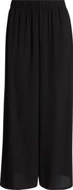 Eileen Fisher Silk Crepe Georgette Ankle Wide Leg Pants