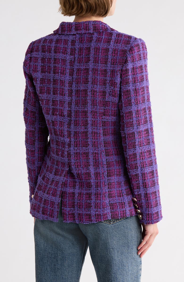 AREA STARS Ana Plaid Tweed Blazer, Alternate, color, Purple