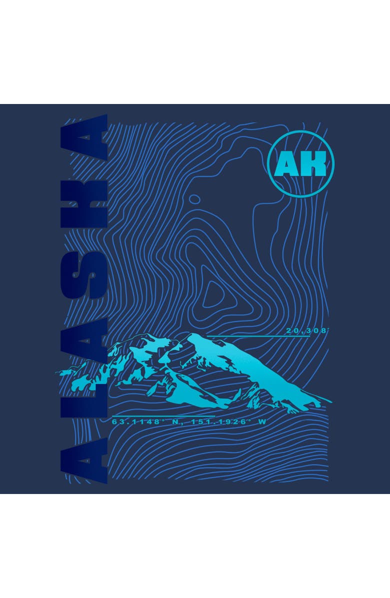 Lost Gods Men's Lost Gods Alaska Coordinates Poster  Graphic T-Shirt, Alternate, color, Denim