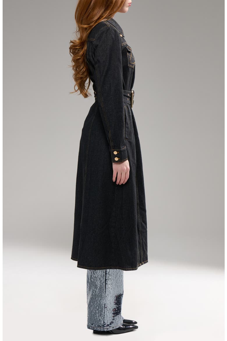 Evessa Denim Trench Coat, Alternate, color, DARK DENIM