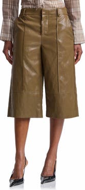 Avec Les Filles Pintuck Faux Leather Trouser Shorts