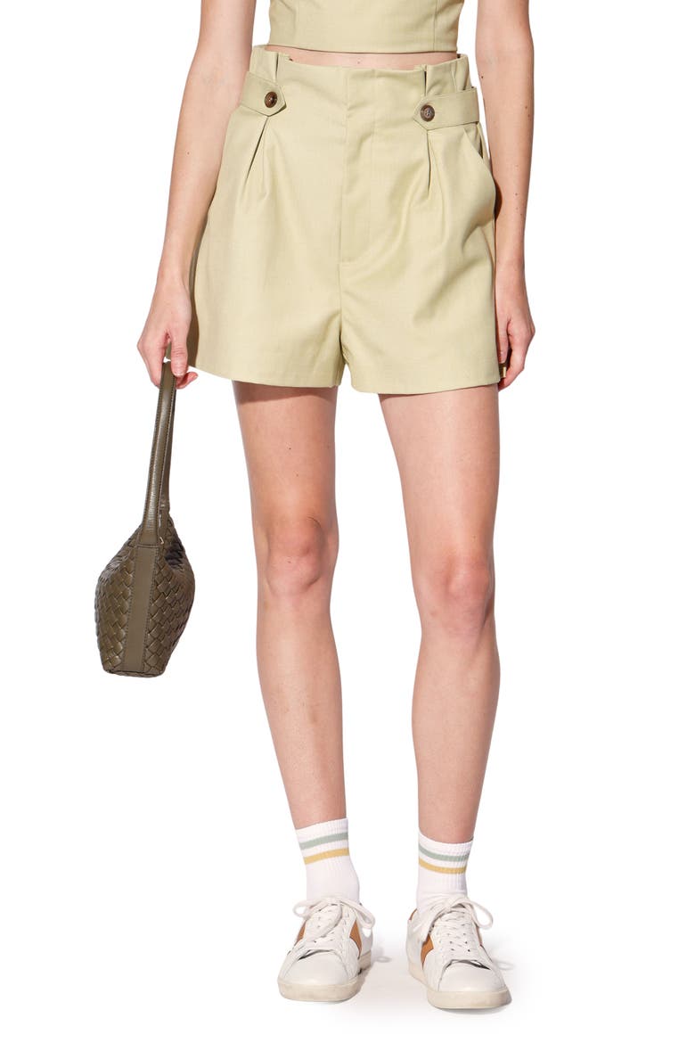 Marcel Pleated Shorts, Main, color, PARSLEY