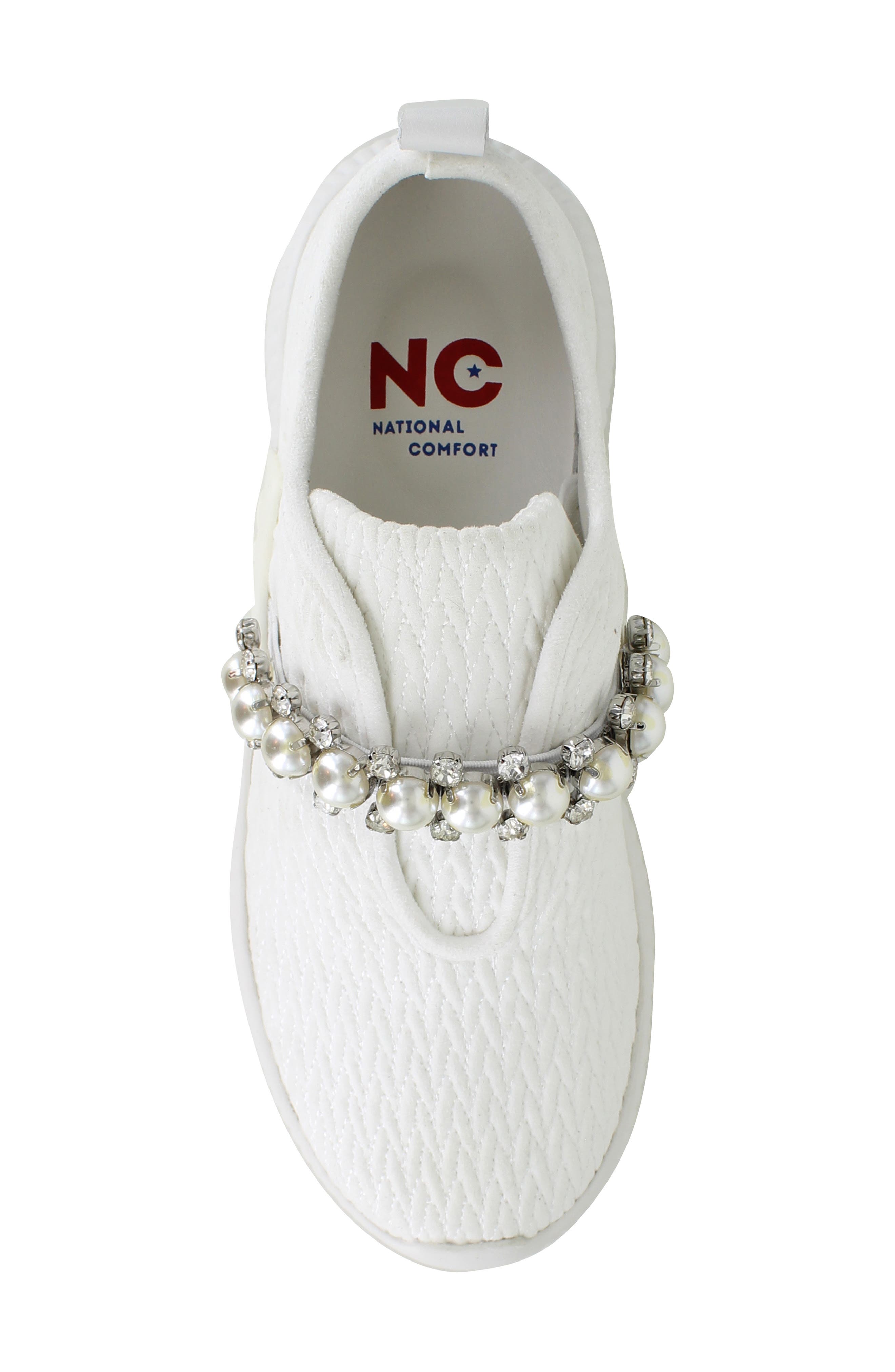 National Comfort Kenzey Embellished Slip-On Sneaker, Alternate, color, White Suede