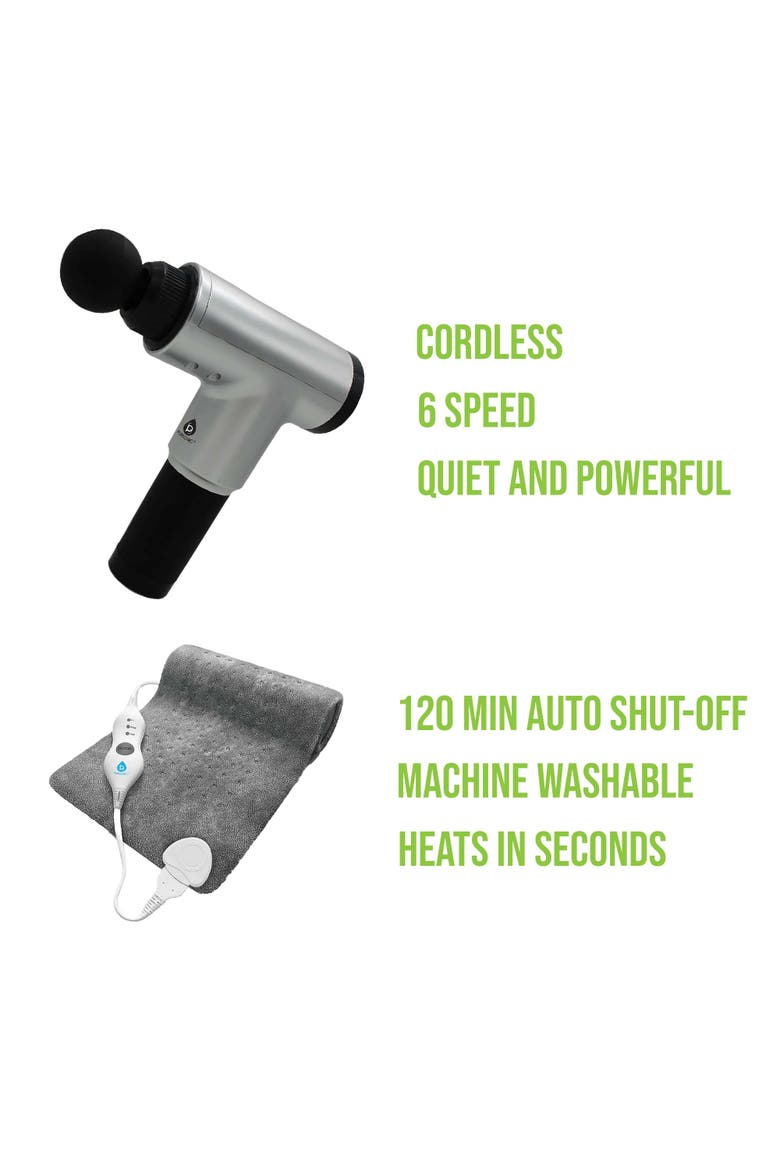 6 Speed Massage Gun & Electric Heating Pad, Alternate, color, Grey
