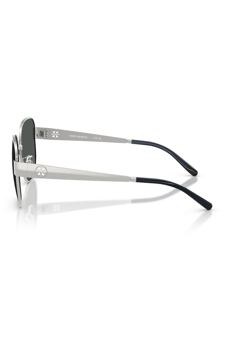 56mm Irregular Sunglasses, Alternate, color, SILVER / DARK GREY