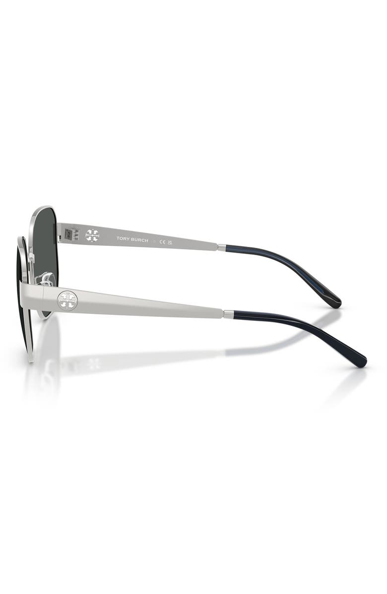 Tory Burch 56mm Irregular Sunglasses, Alternate, color, Silver / Dark Grey