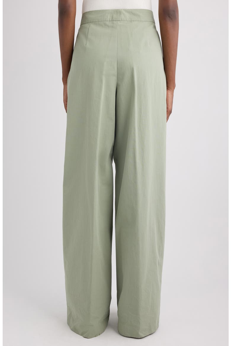 Pleated Cotton Wide Leg Pants, Alternate, color, PISTACHE
