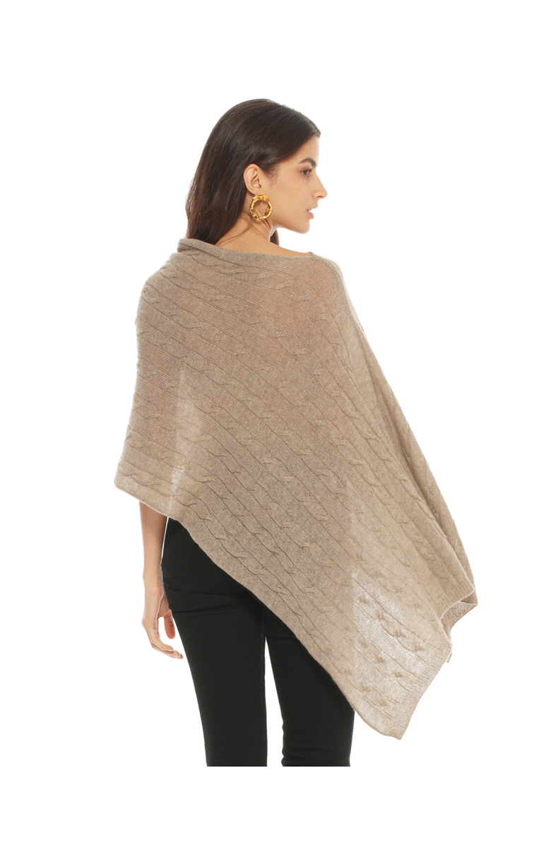 Monticelli Cashmere Pure Cashmere Textured Knit Poncho, Alternate, color, Light Gray