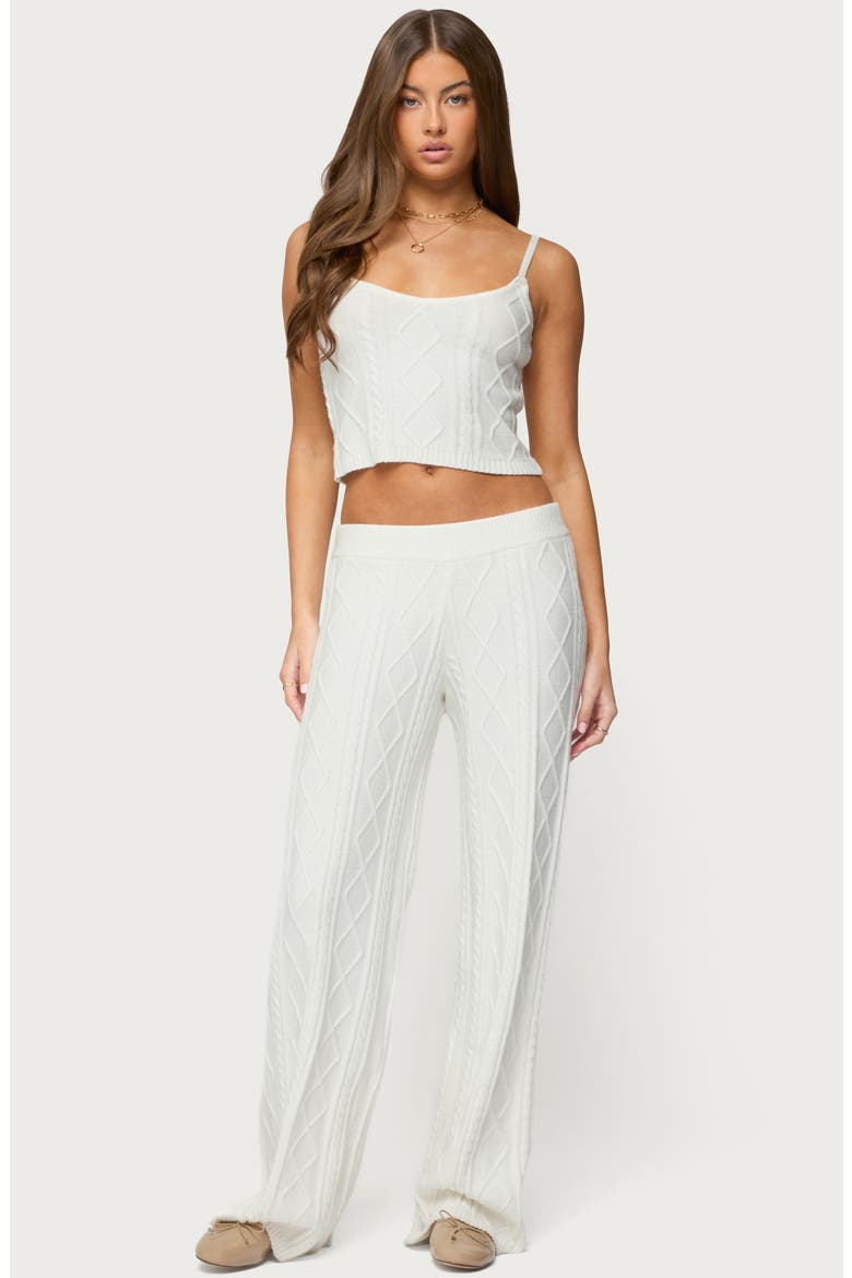 Louise Cable Stitch Crop Camisole, Alternate, color, WHITE
