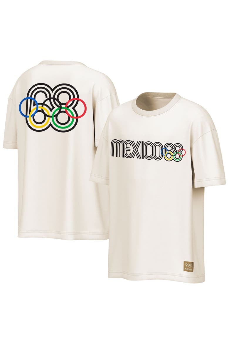 Men's Outerstuff  Cream Mexico 1968 Summer Olympics Emblem T-Shirt, Main, color, Cream