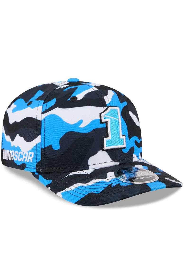 Men's New Era Ross Chastain  Blue Camo 9SEVENTY Stretch-Snap Hat, Main, color, White