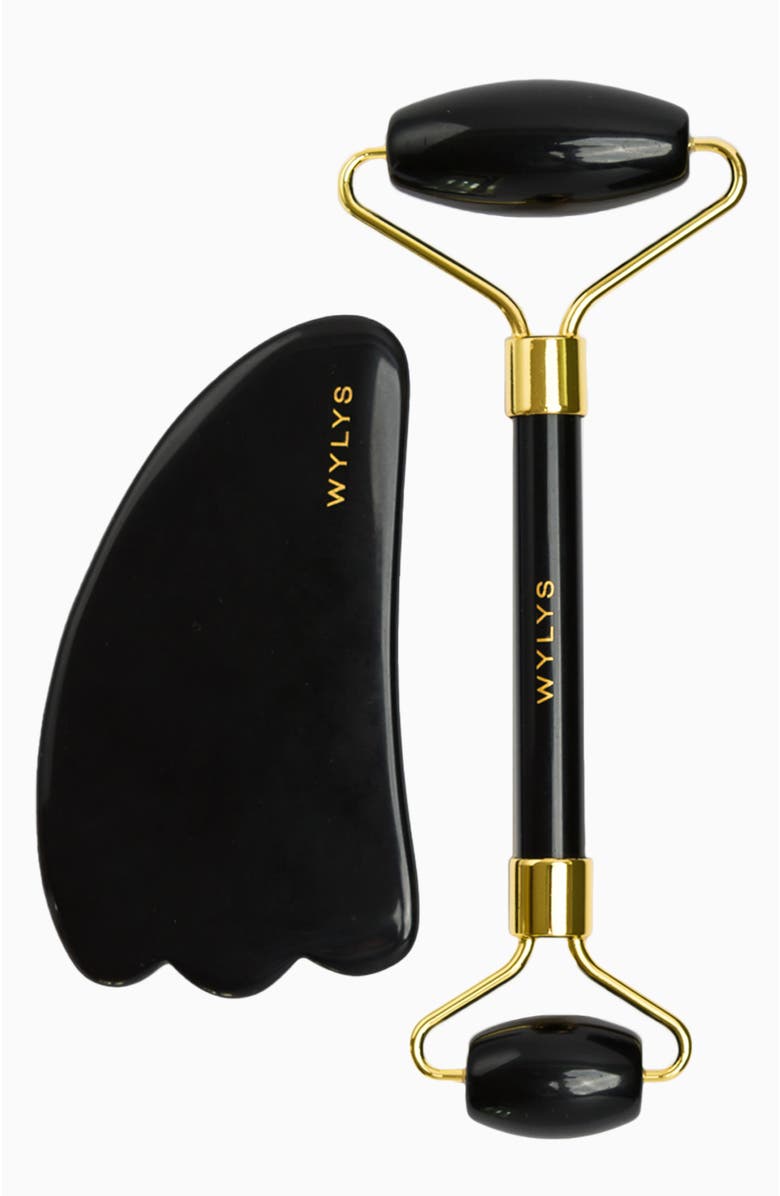 WYLYS Black Obsidian Gua Sha + Face Roller Set, Main, color, NO COLOR