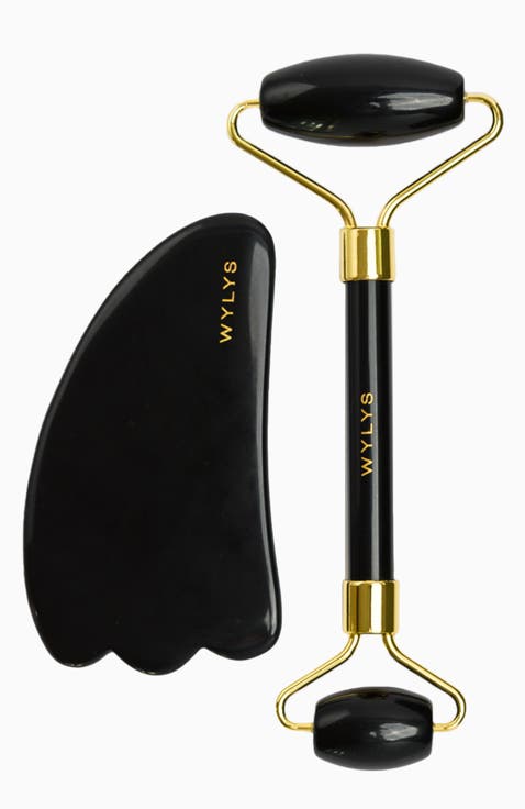 Black Obsidian Gua Sha + Face Roller Set