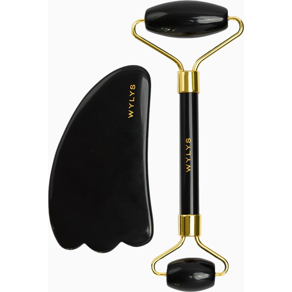 Wylys Black Obsidian Gua Sha + Face Roller Set