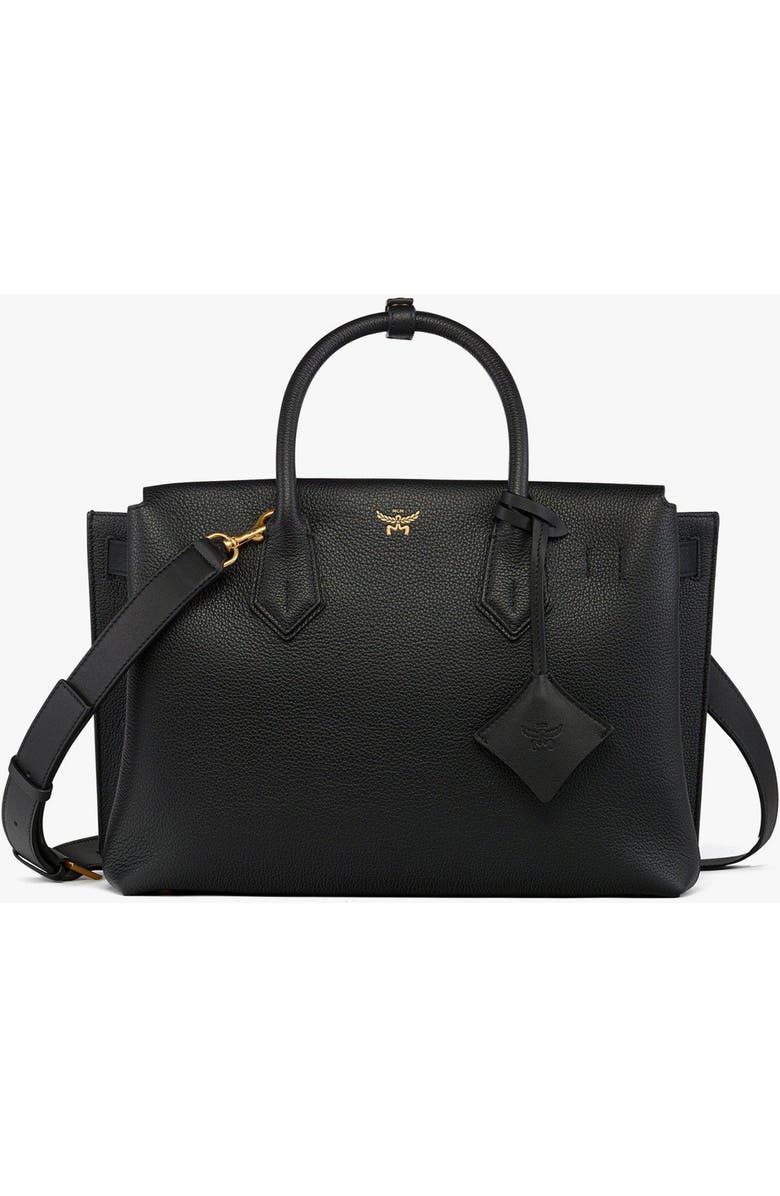 MCM Medium Milla Tote in Spanish Embossed Leather, Main, color, Black