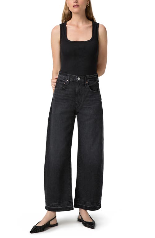 Paige Arellia Release Hem High Waist Ankle Barrel Jeans In Black