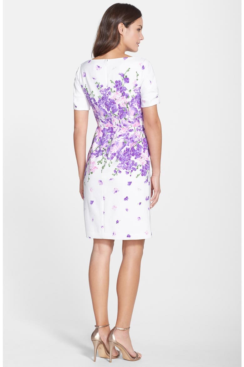 'Garden Party' Floral Print Sheath Dress, Alternate, color, WHITE MULTI