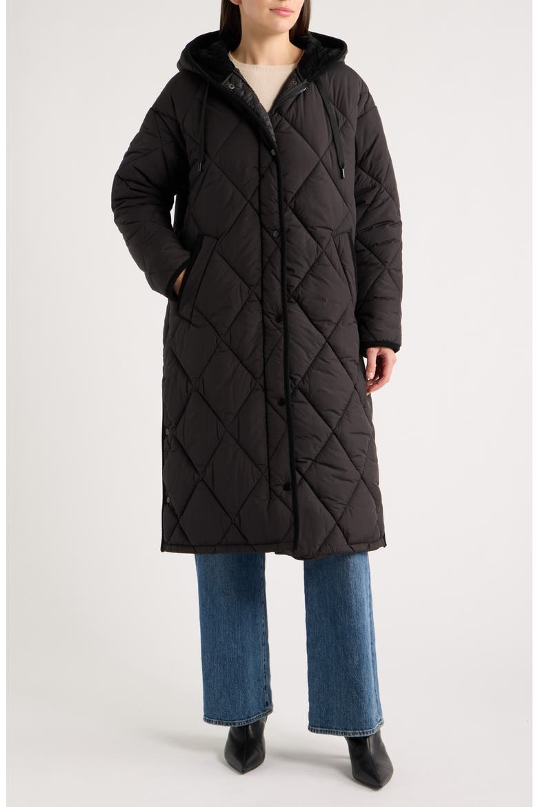 Sleeping Bag Quilted Coat, Alternate, color, BLACK