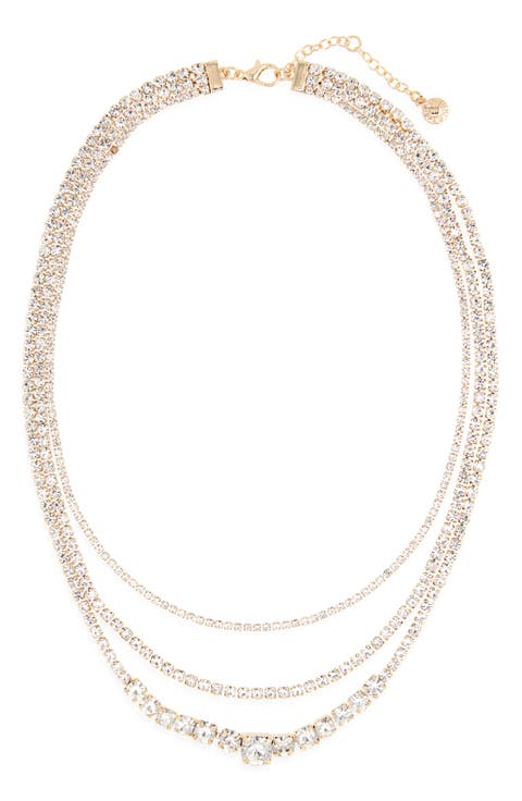 Crystal Layered Tennis Necklace