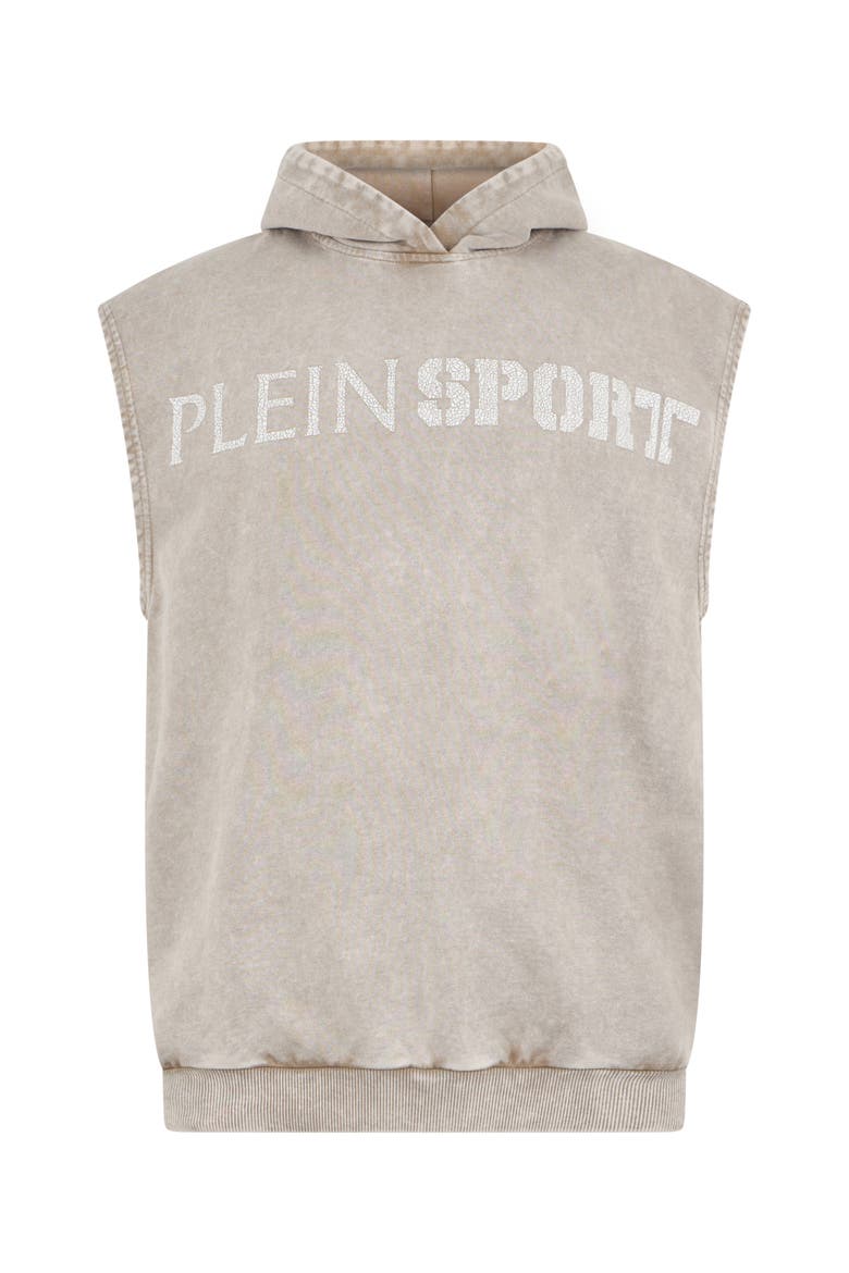 Hoodie Vest Crackle Scratch Men, Main, color, beige