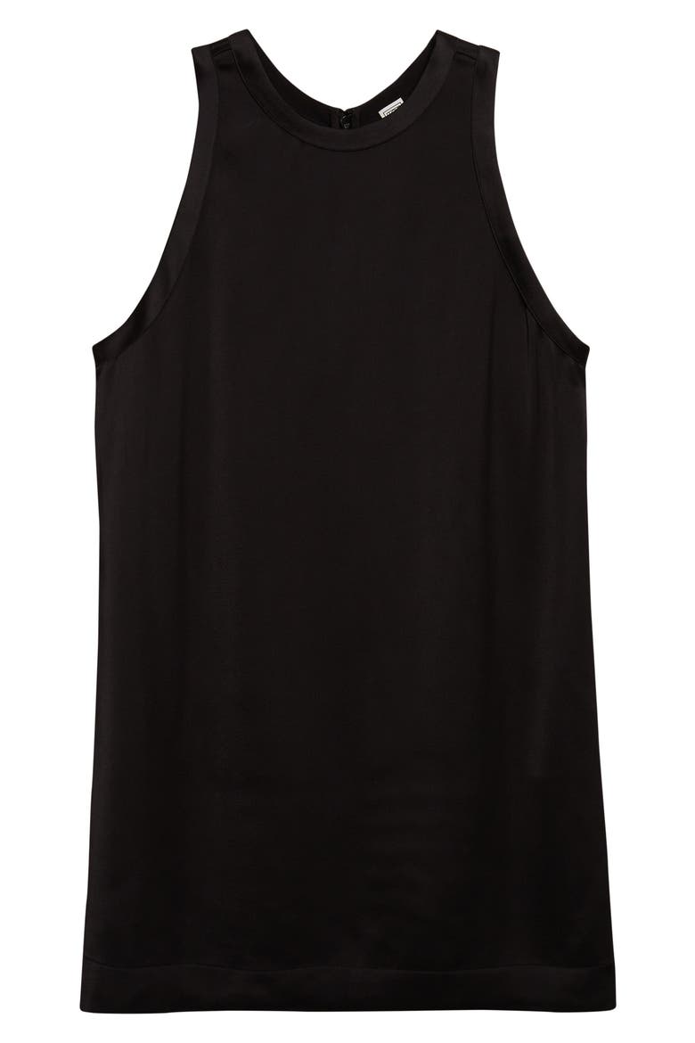 Curved Satin Tank, Alternate, color, BLACK