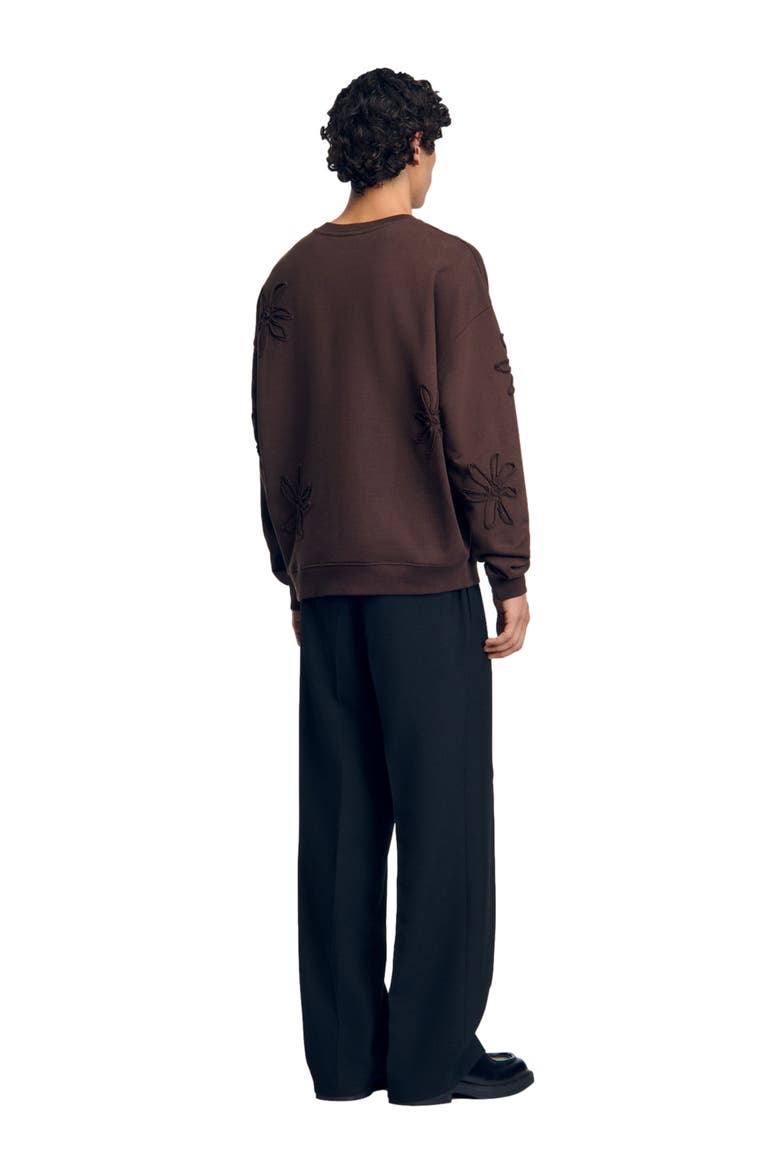 Oversized floral sweatshirt, Alternate, color, Chocolate