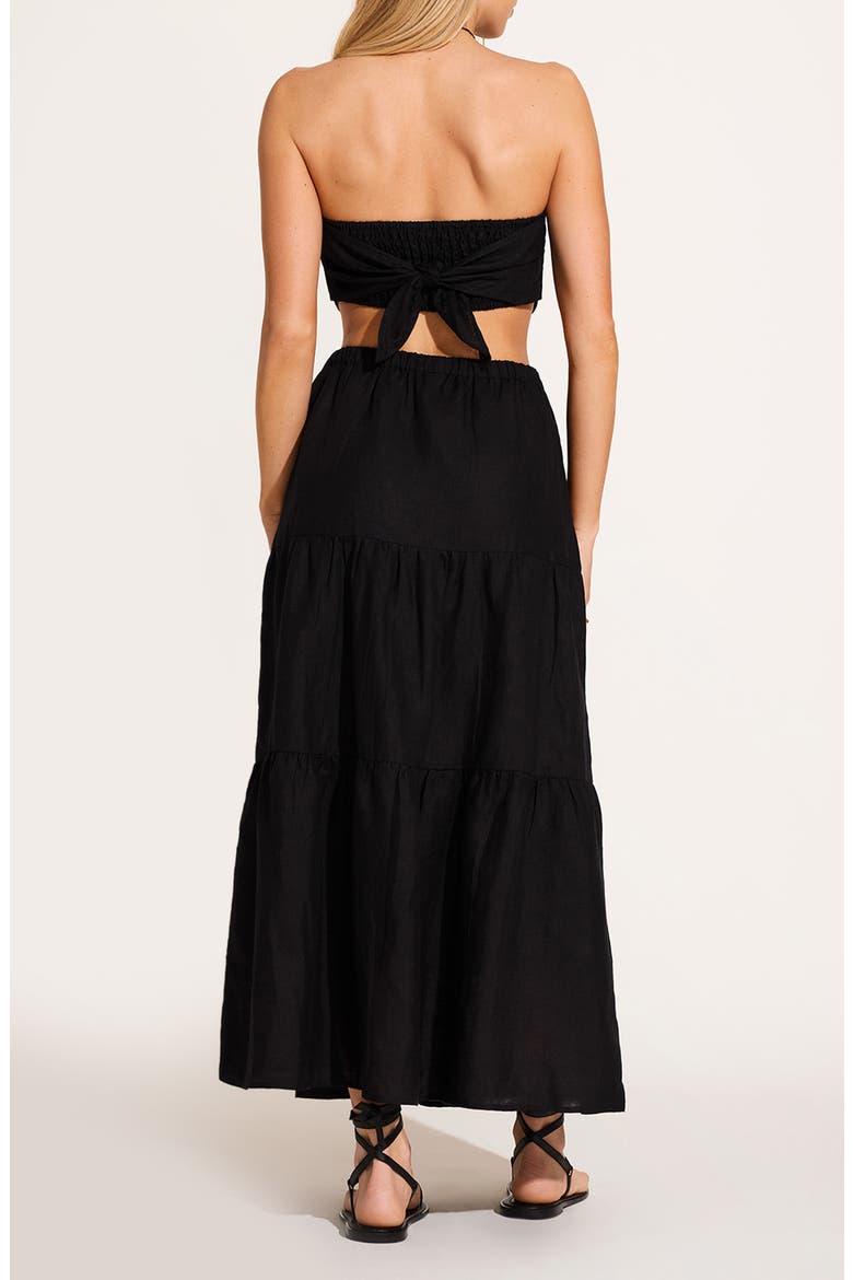 Joni Scarf Strapless Crop Top, Alternate, color, ORIGINAL BLACK