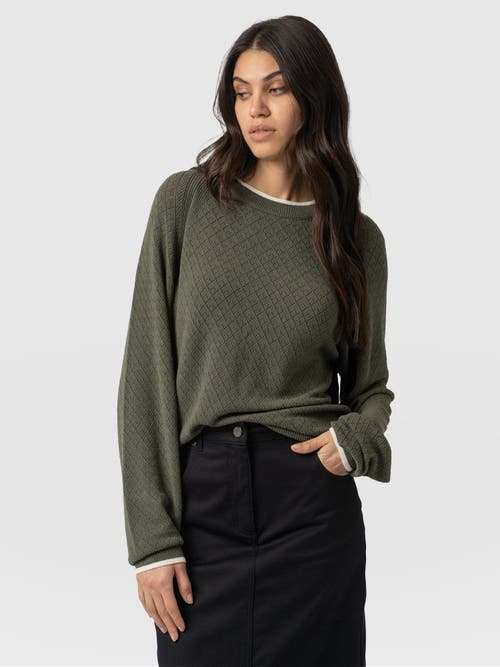 Saint And Sofia Saint + Sofia Diamond Knit Sweater In Green