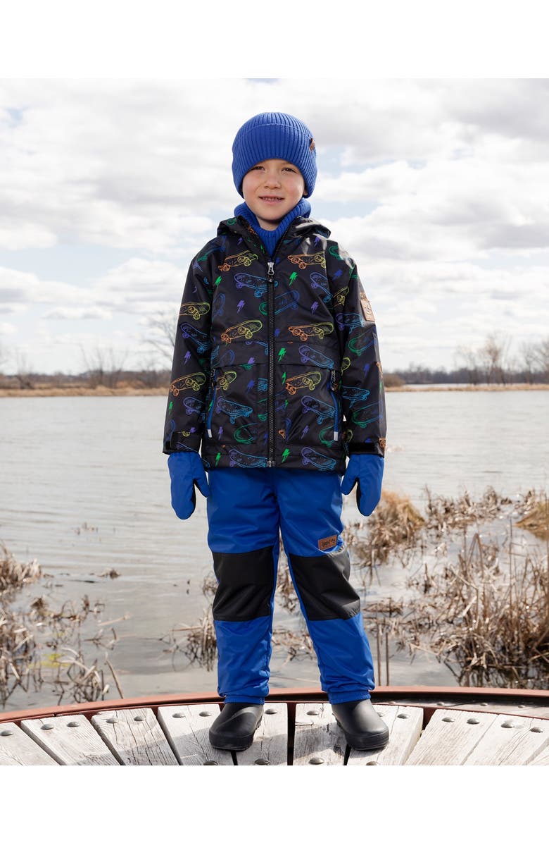 Deux par Deux 3-in-1 Two-Piece Mid-Season Skateboards Outerwear Set, Alternate, color, Black Printed Skateboards