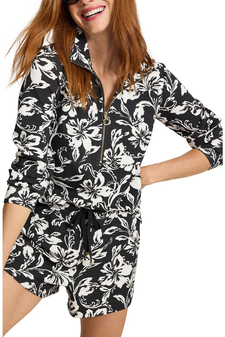Palm Voyage Quarter-Zip Pullover, Main, color, BLACK