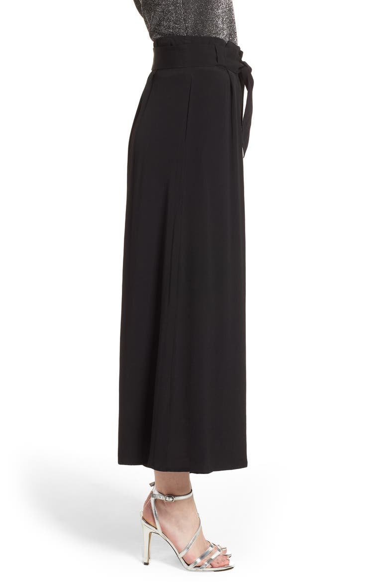 Paperbag Waist Culottes, Alternate, color, BLACK