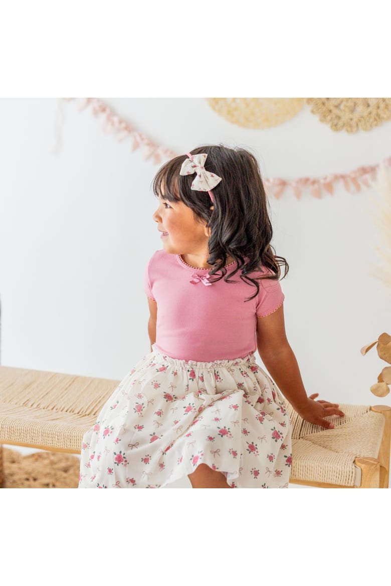 Rose Bow Short Sleeve Tutu Dress, Alternate, color, Mauve