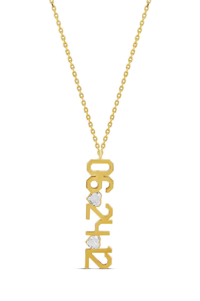 Fancy Cubic Zirconia Heart Date Pendant Necklace, Main, color, GOLD