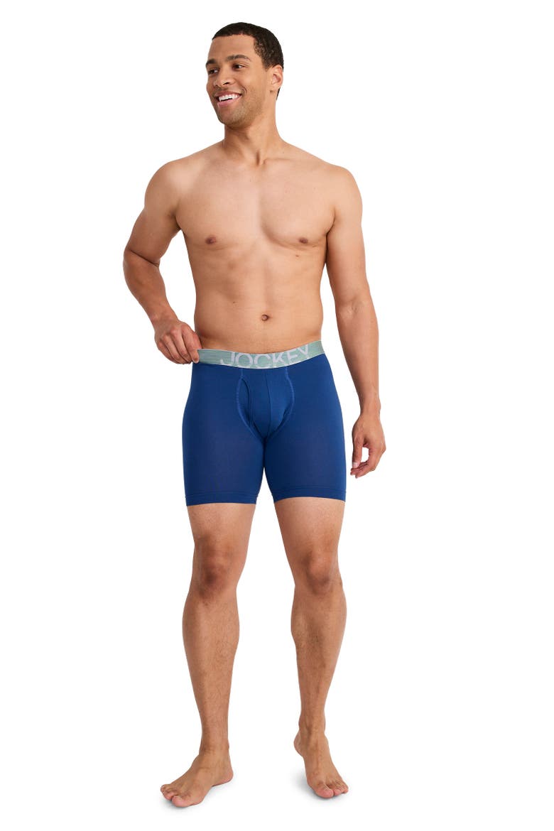 Men's ActiveStretch 7" Long Leg Boxer Brief - 3 Pack, Alternate, color, Charcoal Heather/Marina Blue