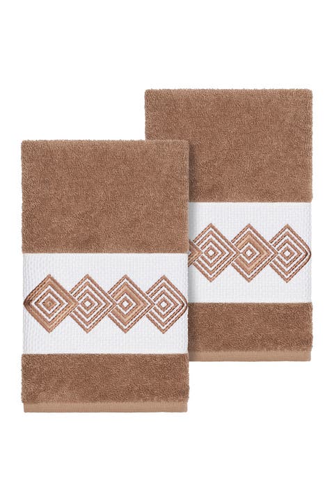 Noah Embellished Hand Towel - Set of 2 - Latte
