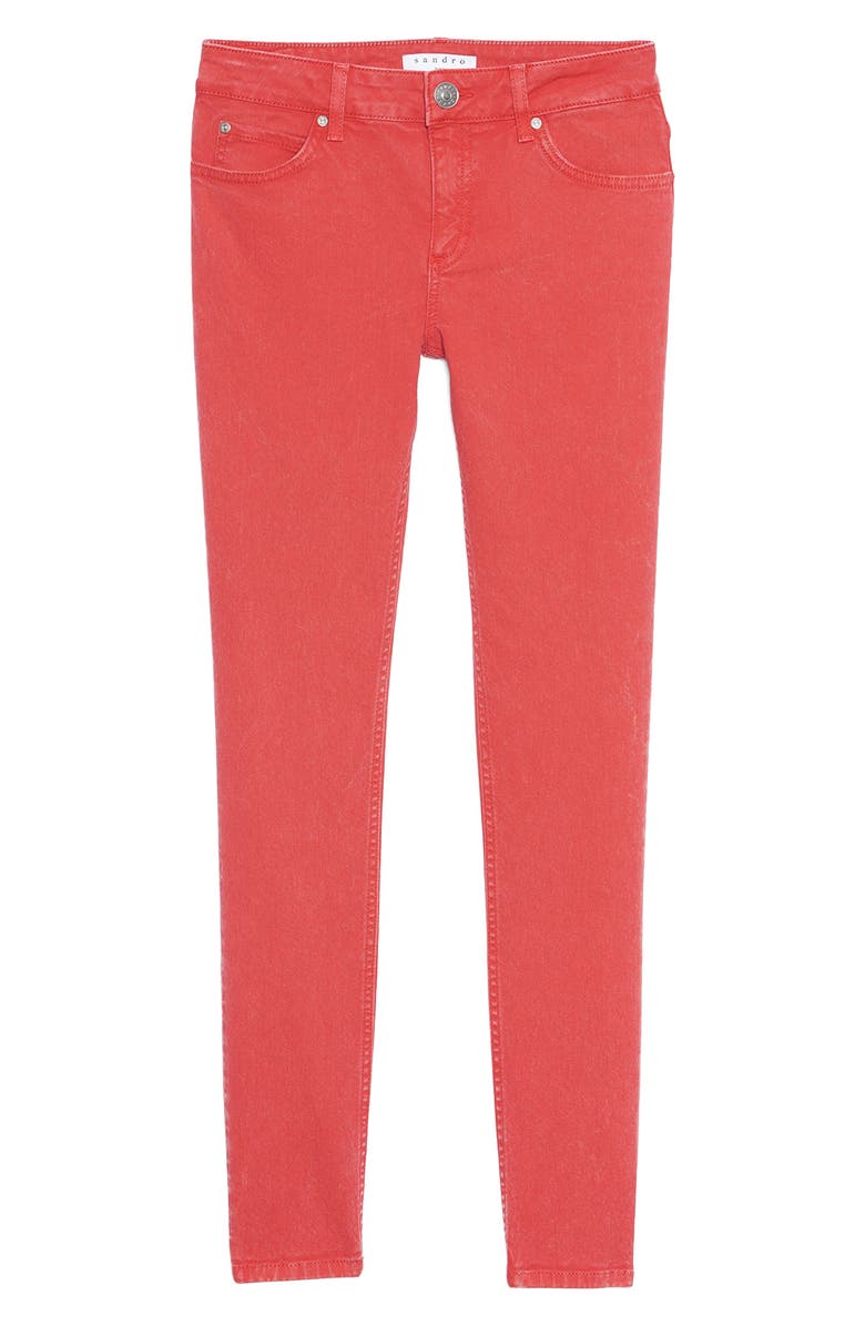 SANDRO Solid Skinny Jeans, Main, color, Rouge