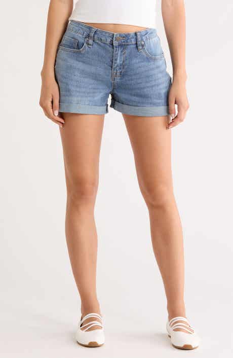Vigoss Mid Rise Double Roll Denim Shorts