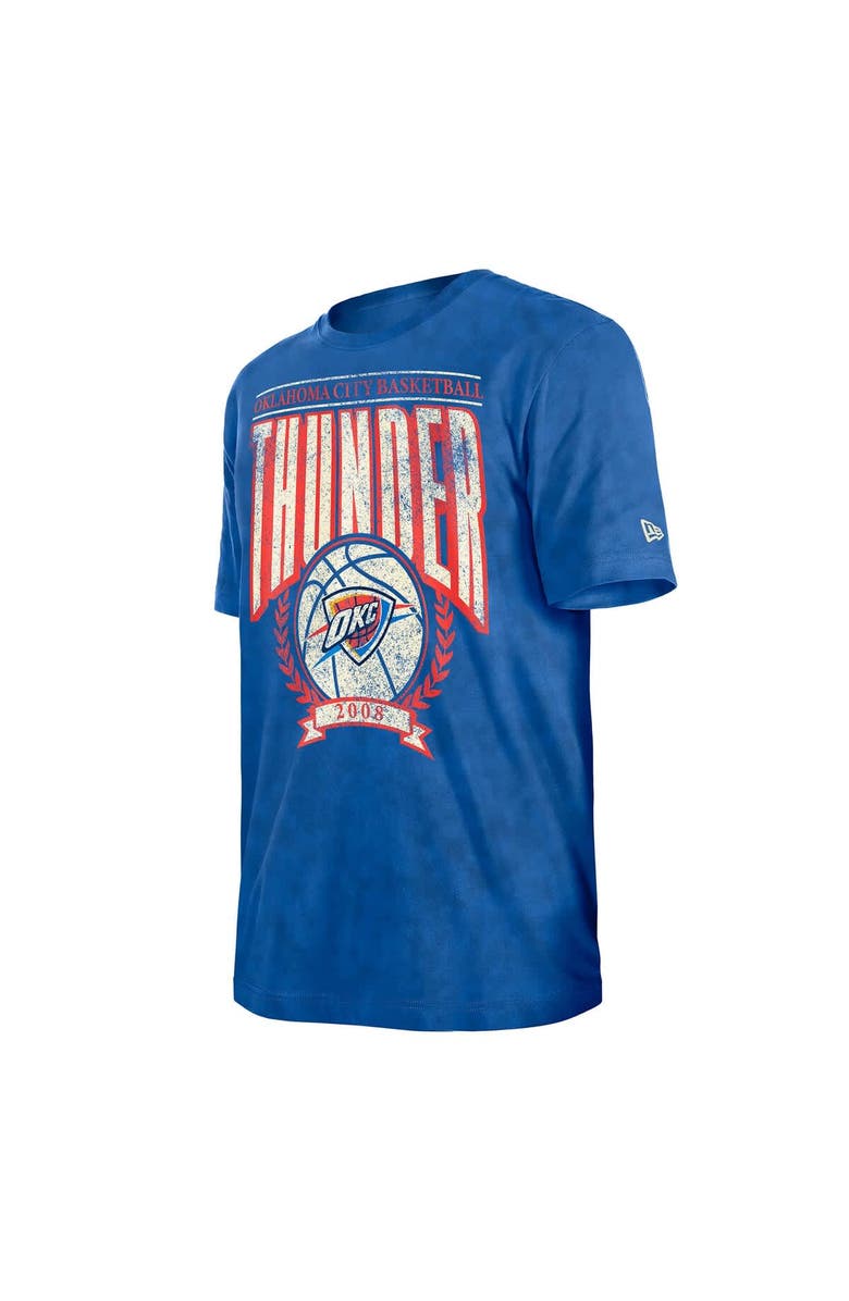 New Era Men's New Era  Blue Oklahoma City Thunder Hardwood Classics Oversized Boxy Mineral Wash T-Shirt, Alternate, color, 