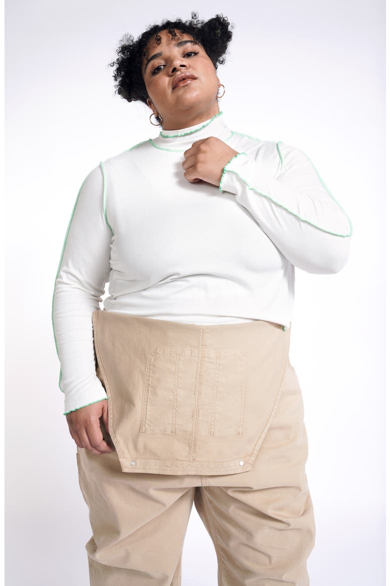 Mock Neck Long Sleeve Crop Top (Nordstrom Exclusive), Alternate, color, WHITE