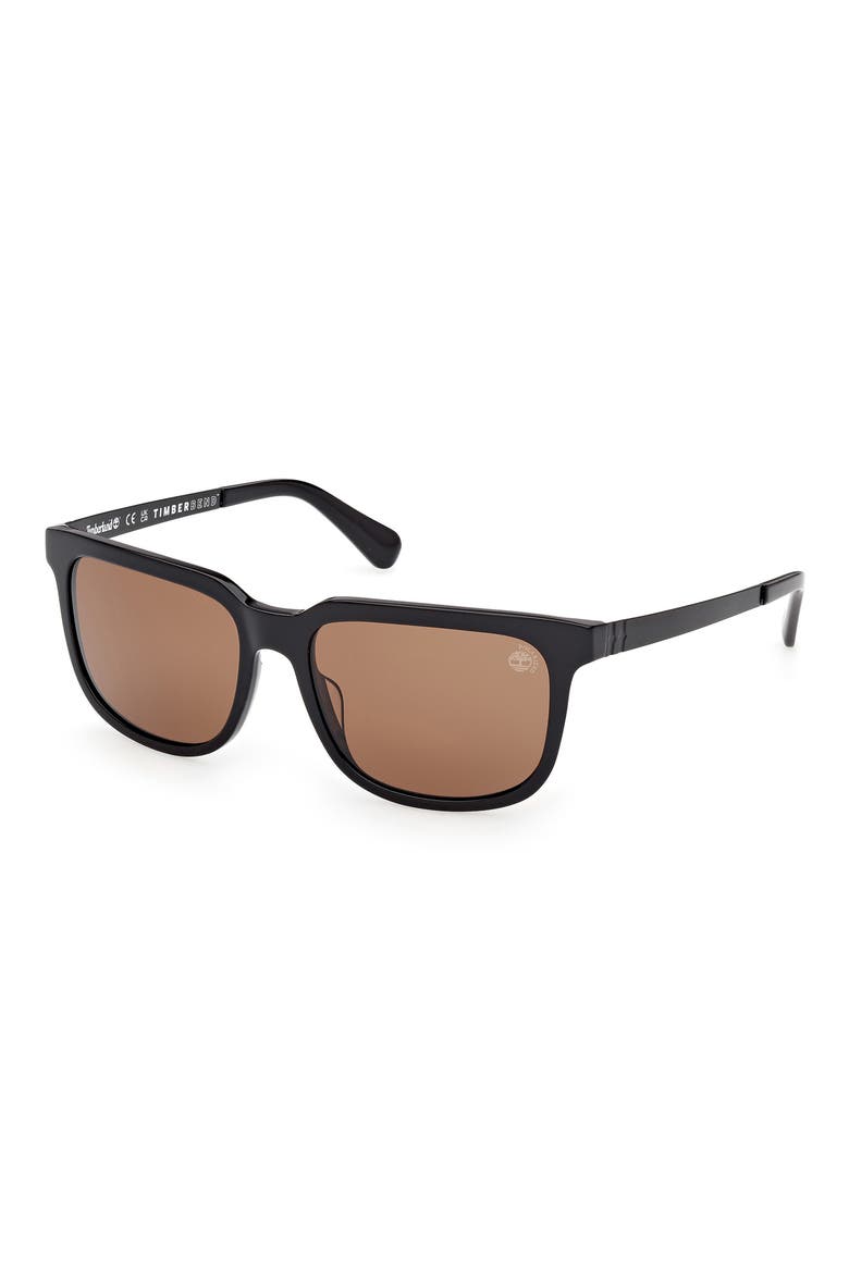60mm Sunglasses, Alternate, color, SHINY BLACK / BROWN POLARIZED