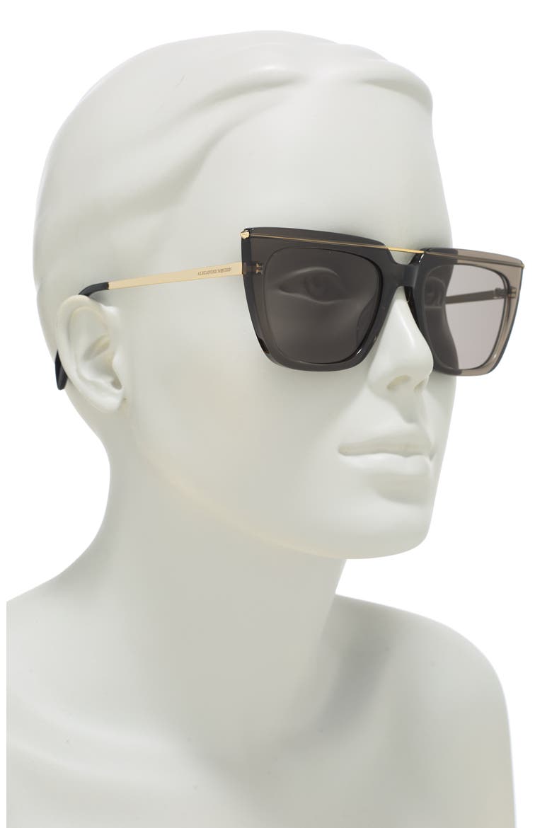 Alexander McQueen 54mm Cat Eye Sunglasses, Alternate, color, GREY GOLD GREY/GRY