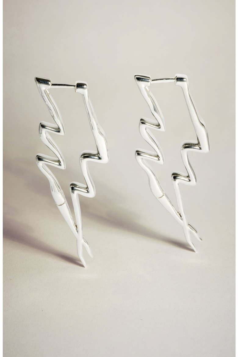 Maxi Lightning Earrings In Silver, Alternate, color, Silver